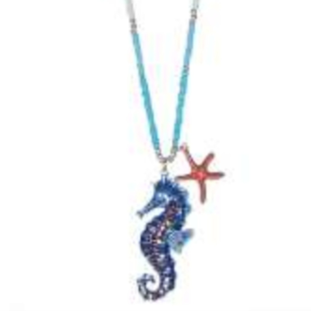 NWT Adj. Seahorse multicolored beads necklace